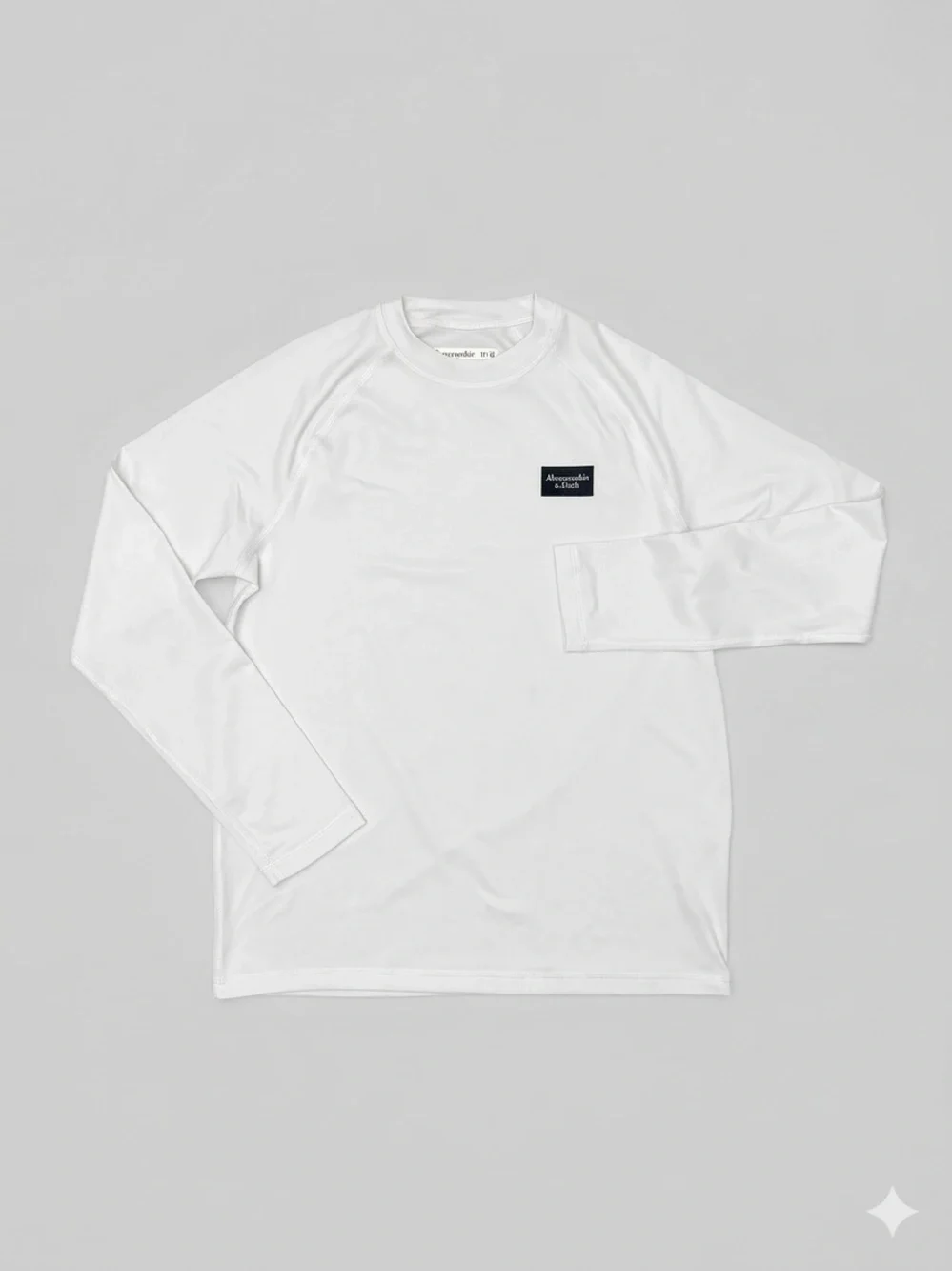 Abercrombie Kids Long-Sleeve Crew Neck Rashguard, White, Size 11/12